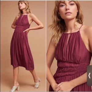 Anthropologie Moulinette Soeurs Plum Smocked Halter Midi Dress